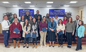 The Kent County Board of Education, Superintendent Dr. Mary Boswell-McComas and school system administrators recognize six teachers Monday, Feb. 10 for receiving their National Board Certifications. The teachers began working toward their National Board C