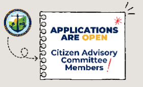 Applications are open: Citizen Advisory Committee Members with KCPS logo 