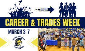 Career and Trades Week March 3-7 with photo of a college fair