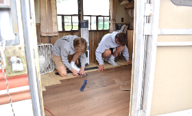 Kent County High School carpentry students have been helping renovate a camper trailer that will be used by a local support organization for transitional housing to assist a community member in need.