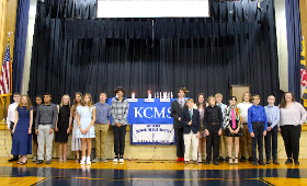 Nearly 20 eighth graders at Kent County Middle School were inducted into the National Junior Honor Society Thursday evening, Sept. 29. From left are Robert Phillips, Amelia Plummer, Karmen Wiggins, Dyron Nava, Raelynn Wagner, Kate Zottarelli, Eliza Loller