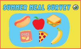 Summer meal survey with graphics of children's foods
