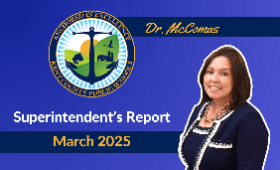 Superintendent's Report with photo of Dr. McComas