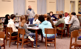 The Debate Team meets in the Kent County High School media center Tuesday, Dec. 6 as part of Trojan Time.