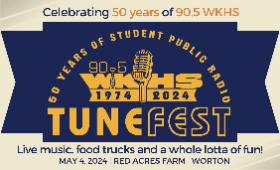 WKHS Tunefest logo: Celebrating 50 Years of WKHS with live music, food trucks and a whole lotta fun